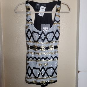 Resistol Ru Apparel Sequin Top Western Tribal Cowgirl Shirt Tank Blouse Small